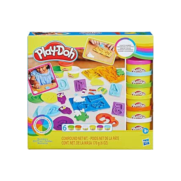Play-Doh Massinha de Modelar Infantil, conjunto Números, kit com moldes e 6 potes de massinha colorida, brinquedos para o Dia das Crianças, para crianças a partir de 3 anos