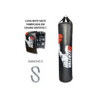 Saco de Pancada VALENTINI 120 cm - Treino Boxe Muay Thai  - Alta Resistencia + Luva Bate Saco Preta