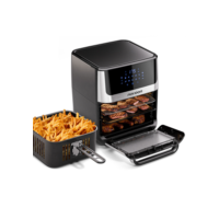 Air Fryer Digital Novoon 12L - Fritadeira Elétrica Sem Óleo Preta Inox com Tampa de Vidro 127v/220v