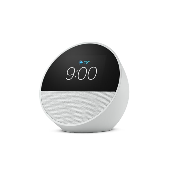 Echo Spot com Alexa (Geração mais recente) | Despertador inteligente com som vibrante | Cor Branca