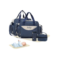 Max 46x14x30cm, Azul Escuro, Conjunto de 5 peças, Azul, Bolsa Multifuncional para Mães, Bolsa de Viagem para Mães, com Protetor Contra Umidade, Bolsa para Lanches