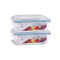 Conjunto 2 Potes Vidro 1040ml Marmita Mantimentos Hermetico