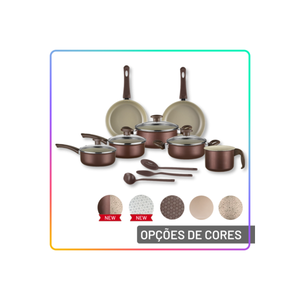 Jogo de Panelas Antiaderente 10 Peças com Utensílios e Frigideiras para Cozinha Completa