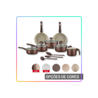 Jogo de Panelas Antiaderente 10 Peças com Utensílios e Frigideiras para Cozinha Completa