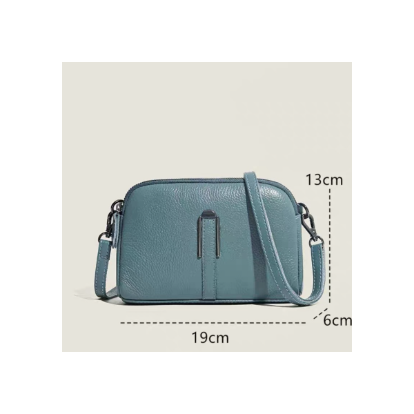 (1118)Bolsa feminina de couro legitimo, com zíper duplo, bolsa prática com alça de pulso, alça crossbody, retrô