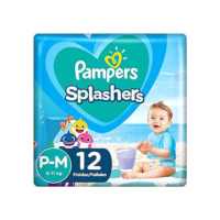 Fraldas Descartáveis Para Água Pampers Splashers Baby Shark P-M 12 fraldas