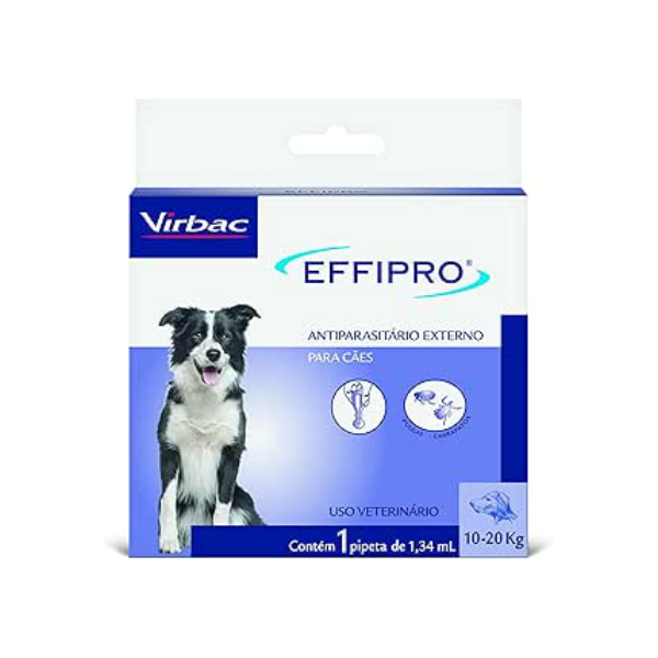 Virbac Effipro Antipulgas e Carrapatos para Cães de 10 Kg - 20 Kg C/ 1 Pipeta