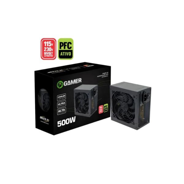 FONTE ATX 500W REAL PFC ATIVO BPC/TRS