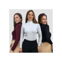 Kit 3 Blusas De Frio Feminina Cacharrel Tricô Manga Longa Botão Elastano Lã
