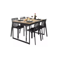 Set Vintage Mesajantar 120x90 Com 4 Cadeiras Gruvyer Pretas