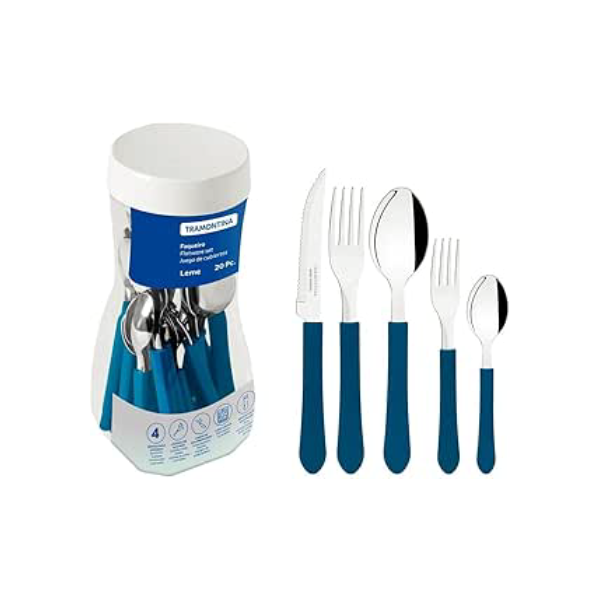Faqueiro Inox 20 peças Leme Azul - Tramontina