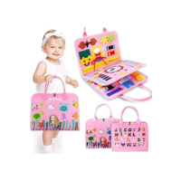 Brastoy Placa de Montessori Sensorial para Crianças Maleta Educativa Brinquedo (Rosa)