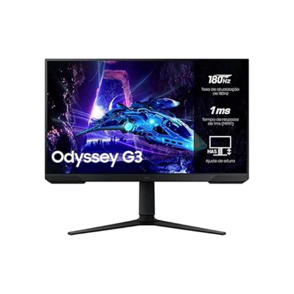 Monitor Samsung Odyssey G3", 27", 180Hz, 1ms,Ajuste de Altura,Freesync,DP,HDMI,FHD, preto