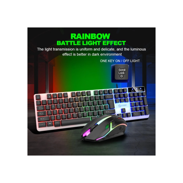 Kit Teclado Semi Mecânico + Mouse Gamer 3200dpi Rgb Led com fio