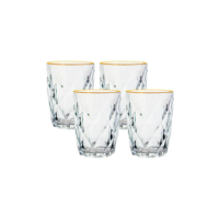 Conjunto De Copos De Vidro Diamond Fio De Ouro 270ml 4 Peças - Lyor