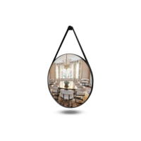 Espelho Adnet De Parede Escandinavo 60cm Com Suporte Cor Preto - Ideal como Espelho Para Banheiro, Sala ou Quarto. Redondo e Grande, Perfeito para Penteadeira e Maquiagem