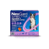 NexGard Spectra Antipulgas, Carrapatos e Vermífugos para Cães de 15,1 a 30kg - 3 tabletes
