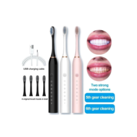 Escova Dental Elétrica USB Carga 6 Engrenagem À Prova D'água 4 Escovas Cabeças De Substituição