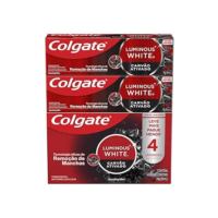 Colgate Creme Dental Clareador Luminous White Carvão Ativado 70g 4 unidades