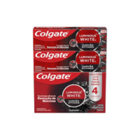 Colgate Creme Dental Clareador Luminous White Carvão Ativado 70g 4 unidades