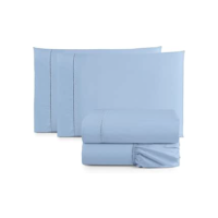 Jogo de Cama Casal Queen Percal 400 Fios Ponto Palito 04 Peças, Antiácaro, Não faz bolinha Toque Extra Macio (Azul)
