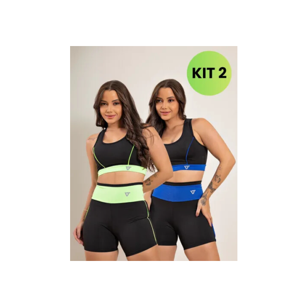 2 Conjunto Fitness Feminino Top E Short De Academia