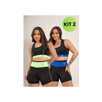 2 Conjunto Fitness Feminino Top E Short De Academia