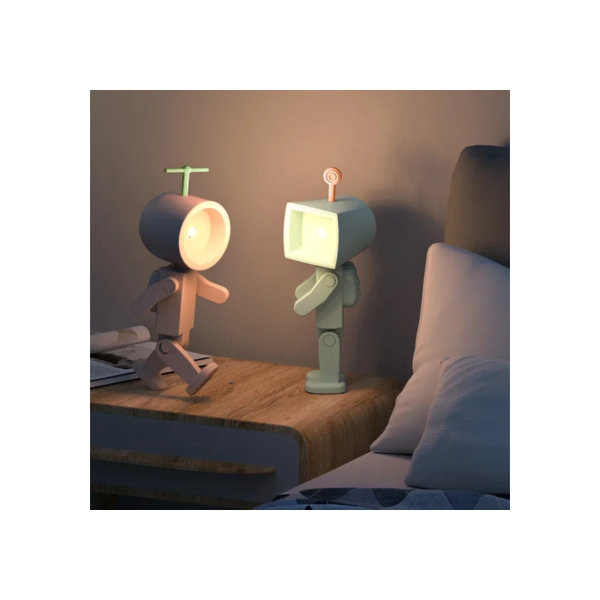 Criativo Astronauta Magnetic Night Light, LED, Mini Quadrado, Robô com Bateria, Book Lamp, Desktop, Cabeceira, Decoração De Madeira, Luz Ambiente