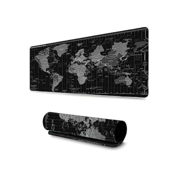 Mouse Pad Gamer Profissional Grande Confortavél Anti Derrapante 90x40 - Mapa Mundi Preto