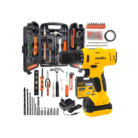 Kit Ferramentas Parafusadeira Furadeira Bivolt 127v 220v com Martelo Bits Trena Maleta