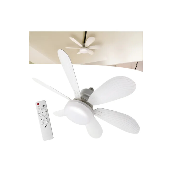 Ventilador De Teto E27 Com Lâmpada Led Bivolt Vt02 39 Cm 50/60hz Branco Branco Plástico 5