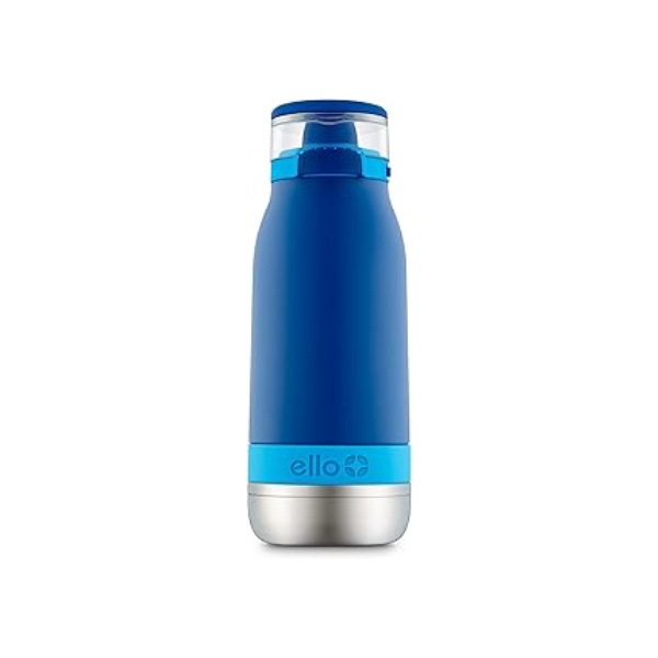Garrafa de água infantil de aço inoxidável isolada a vácuo Emma com palha, 400 ml, azul touch down
