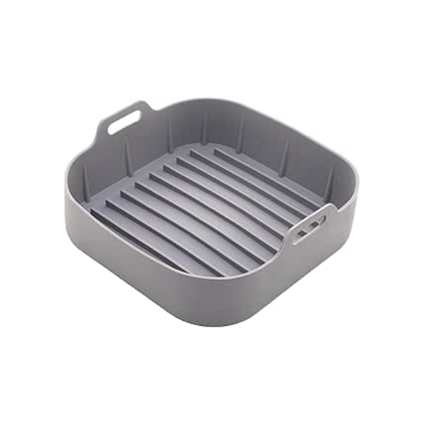 LYOR - Forma Quadrada de Silicone para Air Fryer Cinza 20cm x 7cm