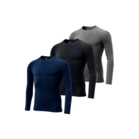 Kit 3 Camisetas Térmicas Proteção Solar Uv 50+ Manga Longa Dry Fit by ZAROC (Preto/Cinza/Marinho, GG)