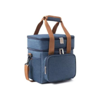 Bolsa Térmica Grande Espaçosa Dois Compartimentos Lancheira Para Marmita, Passeio, Escola, Faculdade, Trabalho Bolsa Para Marmita, PREMIUM (Azul)