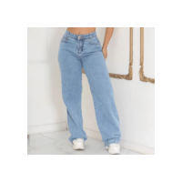 Calça Jeans Wide Leg Feminina Cintura Alta Sem Lycra Stillge