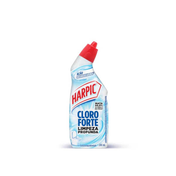 Harpic Cloro Forte - Desinfetante Sanitário Líquido Desodorizador, 200ml, Azul