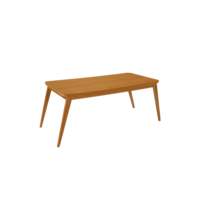 Mesa de Jantar Copper 180cm Madeira Tampo Canto Copo Moderna Mobília