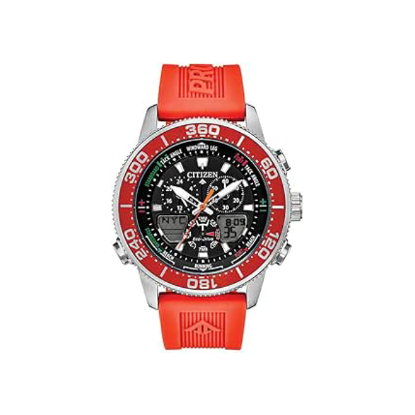 Citizen Relógio masculino Promaster Sailhawk Eco-Drive, temporizador de corrida de iate, cronógrafo, pulseira de poliuretano, tempo duplo, analógico/digital, ponteiros luminosos e marcadores