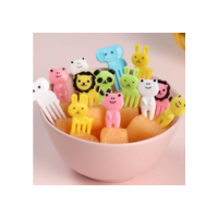 Kit 10 Garfos de Petisco em forma de animal Para Frutas Palitinho Cores garfos de plástico para lanches/10 garfos de comida divertida para animais e Modelos Aleatórios