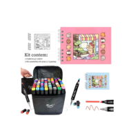 Colorar Caderno kit+marcador de múltiplas cores 24-36-48-60-80 cores, 50 páginas de desenho
