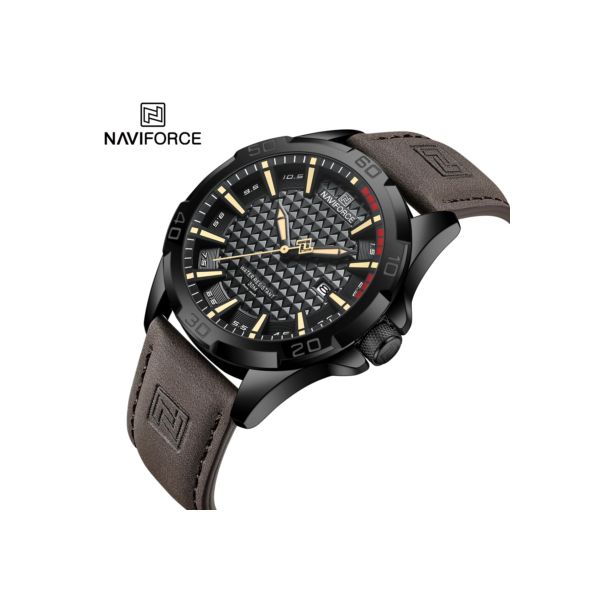 NAVIFORCE-Relógio de pulso quartzo de couro impermeável masculino, relógio masculino, casual, esportivo, militar, calendário, negócios, homem