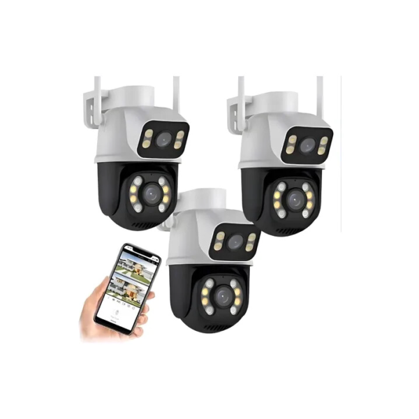 Kit 3 Câmera Ip Segurança Externa Smart Wifi A28 Dupla 3mp Cor Branco