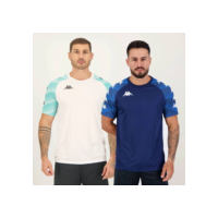 Kit 2 Camisas Kappa Raglany Marinho e Branca
