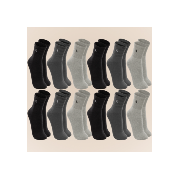Kit Lupo Sport 12 Pares Meias Cano Medio Unissex Algodao Confortavel Com Ajuste Perfeito 37 ao 44