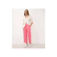 calça jogger de viscose cintura alta com bolsos rosa médio