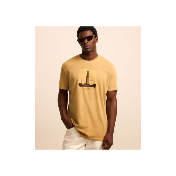 Camiseta Comfort em Algodão com Estampa de Boteco Amarelo