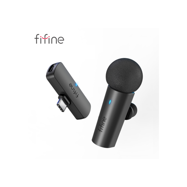 Microfone de gravação de lapela sem fio FIFINE, mini microfone tipo C para celular/tablet/laptop, fluxos ao vivo/vlog/interview-M6