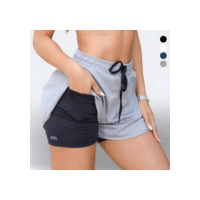 Short Duplo Compreensão Moda Fitness Bermuda Academia