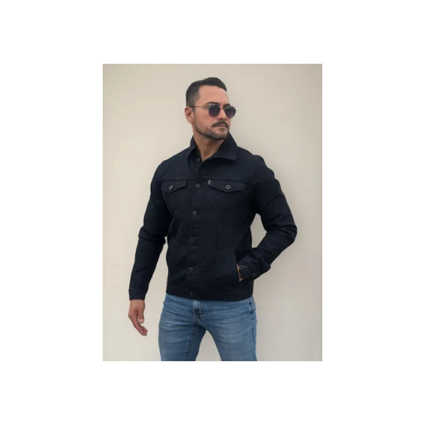 Jaqueta Jeans Masculina Sarja Bolsos Funcionais Resistente